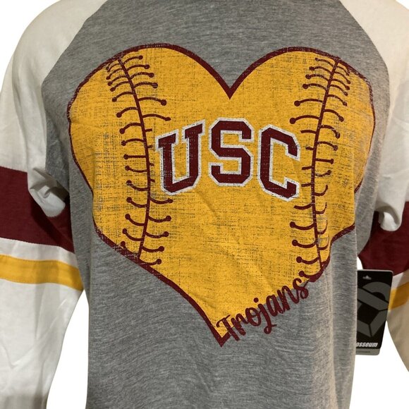 NEW USC Trojans Colosseum Athletics Gray Scoop Neck 1/2 Sleeve Shirt Women's M - Picture 3 of 6